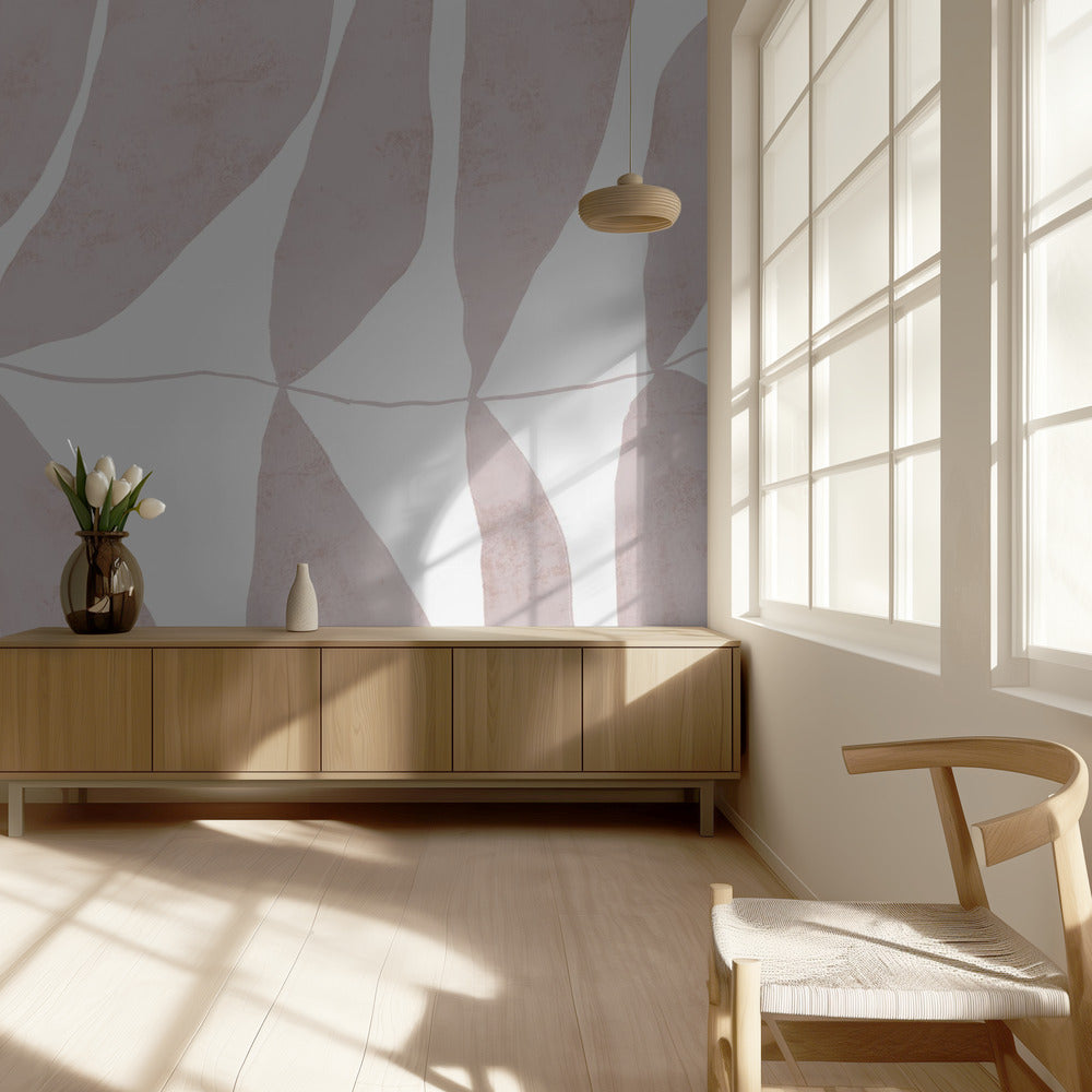 Wzory liści w delikatnych odcieniach beżu | Fototapeta