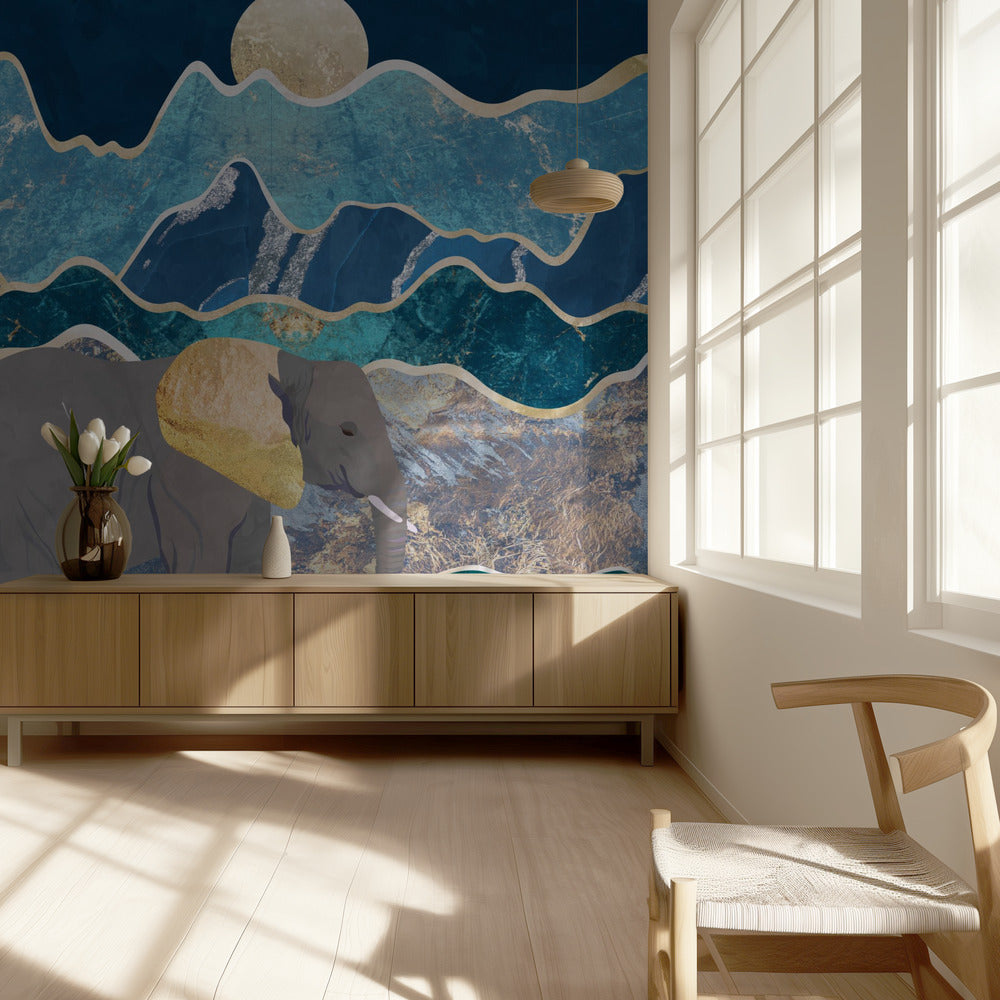 Maisema norsujen kuutamoiset vuoret | Valokuvatapetit