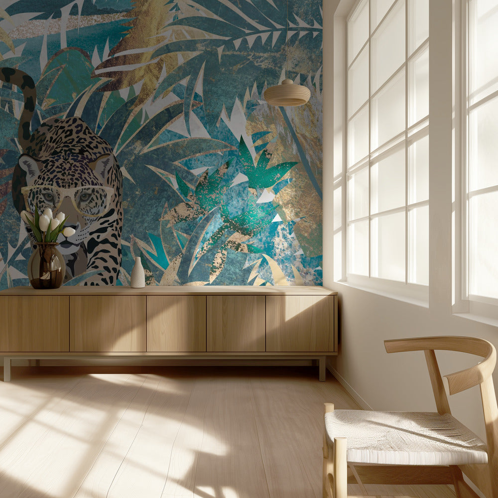 Jaguar-viidakkomaisema-maalaus | Valokuvatapetit