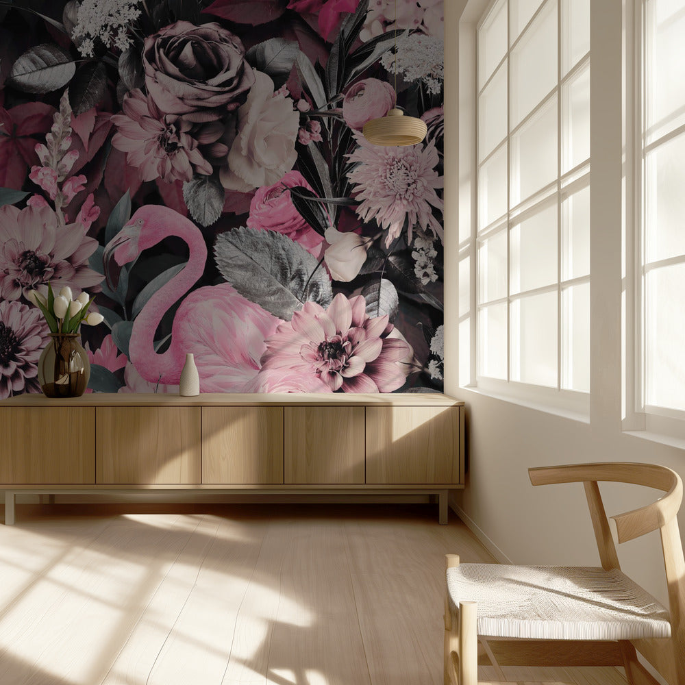 Flamingo Garden No2 | Wallpaper