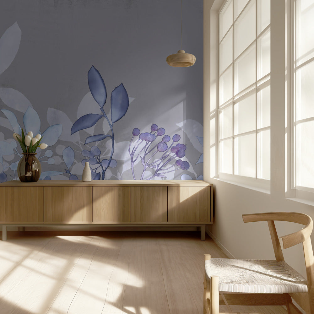 Watercolor Pastel Garden Blue | Wallpaper