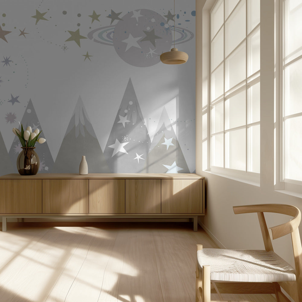Winter Scenes: Grey Monotone Kids Room Mural 9 | Wallpaper