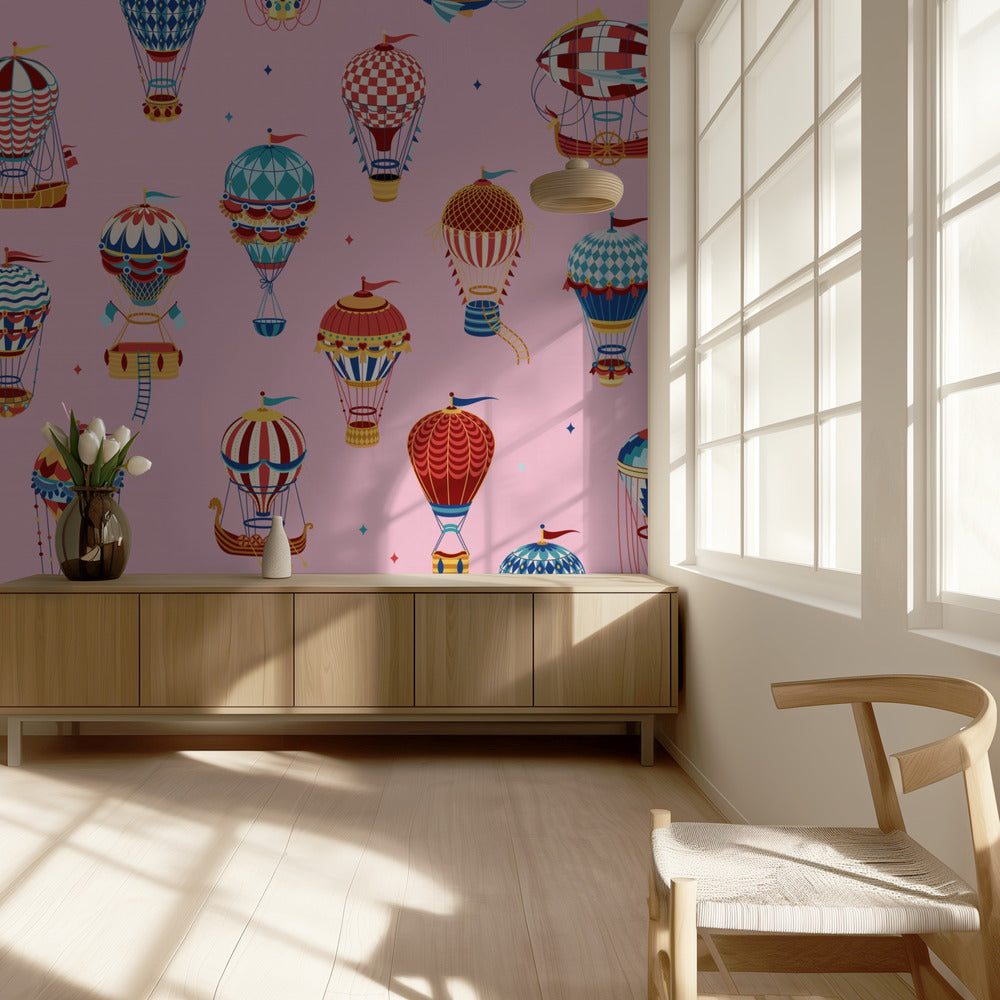 Ylös, ylös ja pois_Pink | Valokuvatapetit