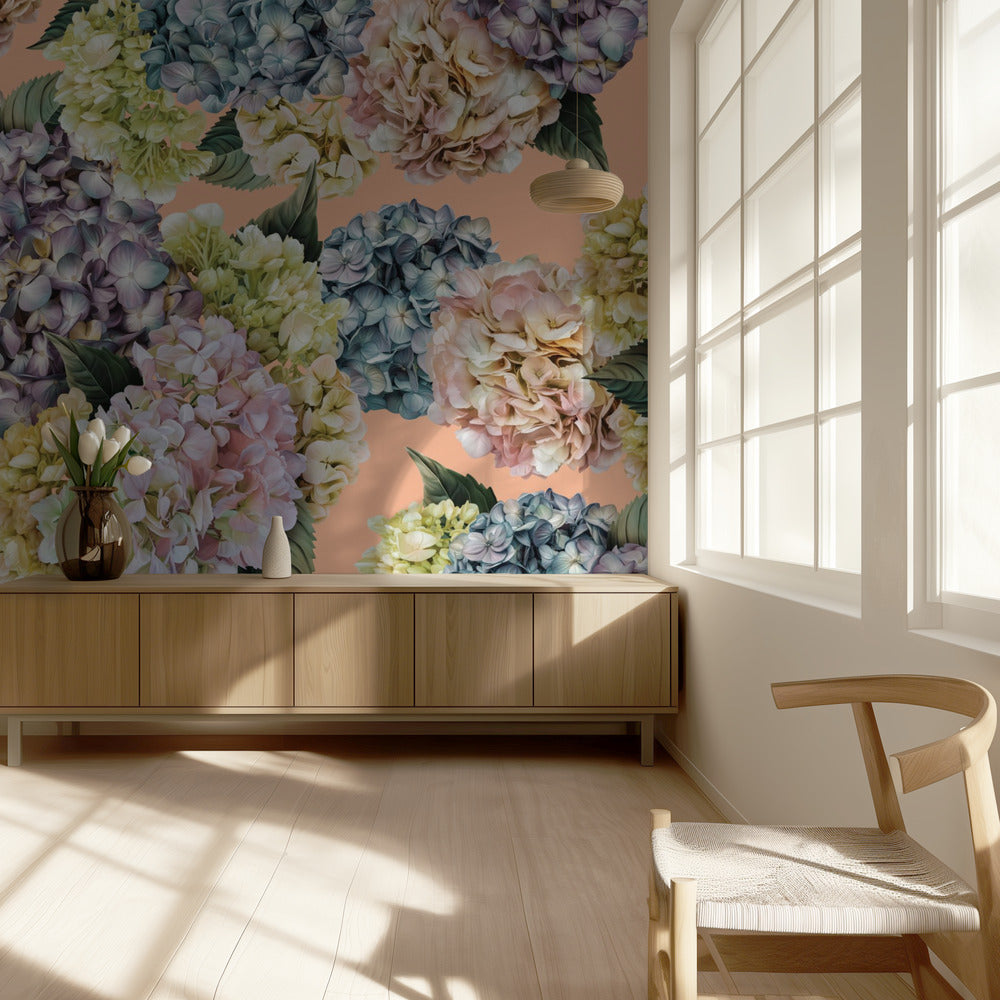 Hydrangeas_Peach Fuzz | Wallpaper