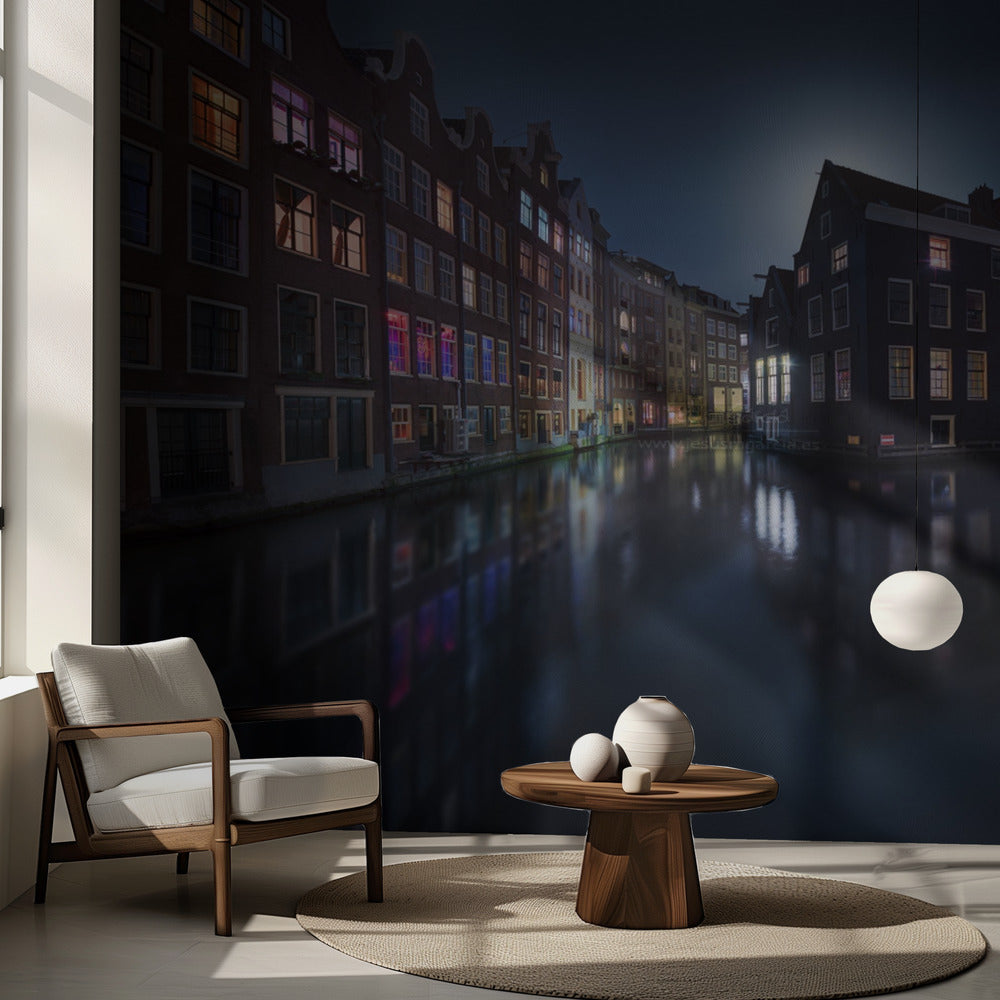 Kuutamo Amsterdamin yllä | Valokuvatapetit