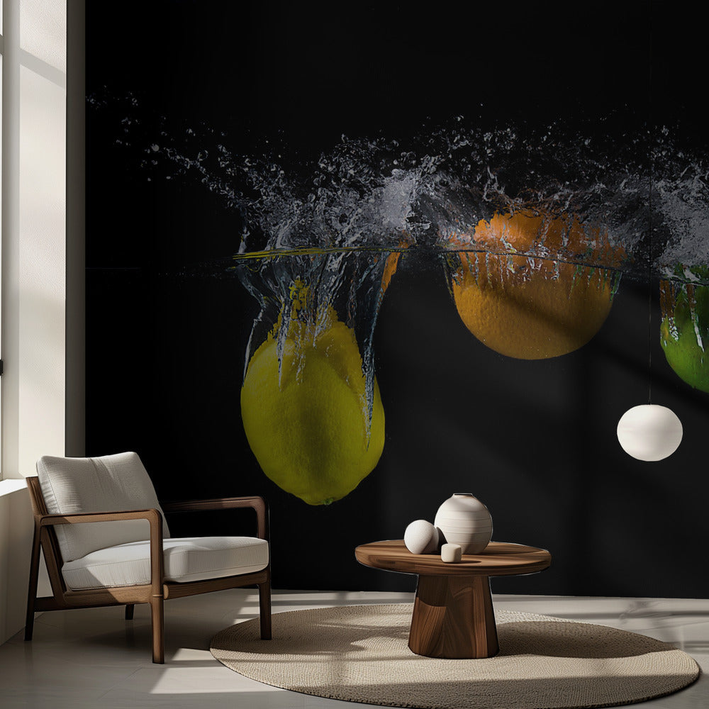 Kolminkertainen sitrusroiske | Valokuvatapetit