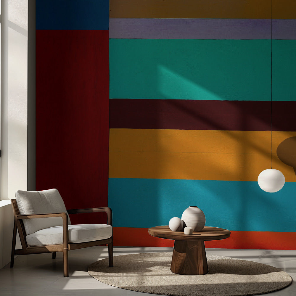 Lampa i pasiasta ściana | Fototapeta