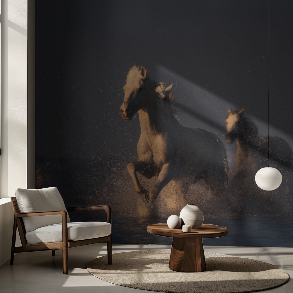 hevoset auringonlaskun valossa | Valokuvatapetit