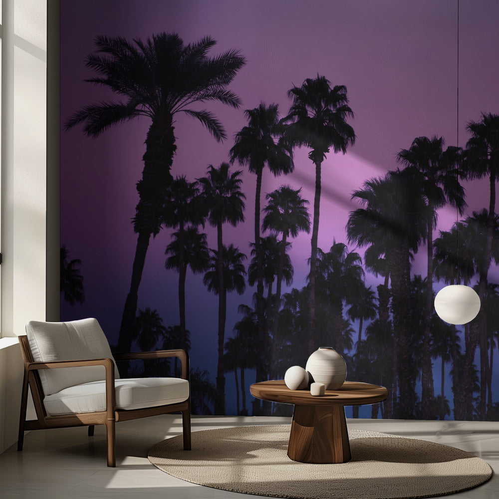 Palmut vaaleanpunaisella taivaalla | Valokuvatapetit