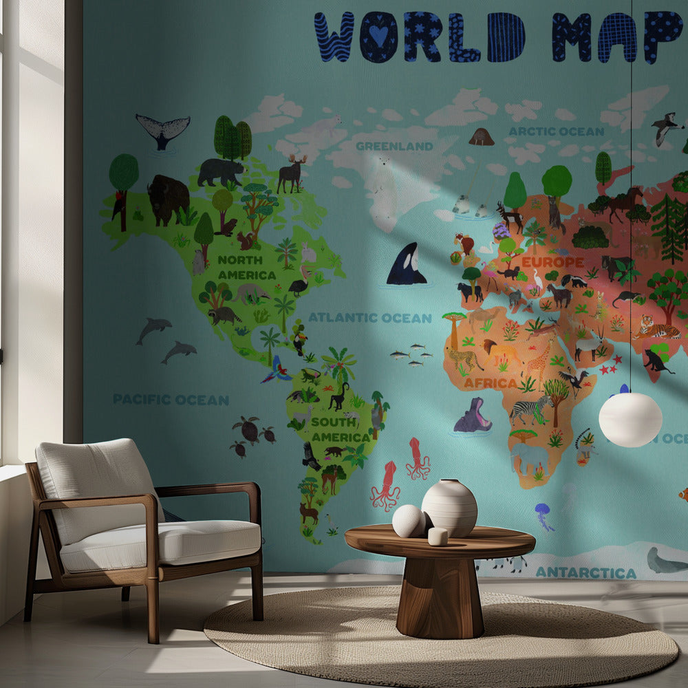World map for kids | Wallpaper