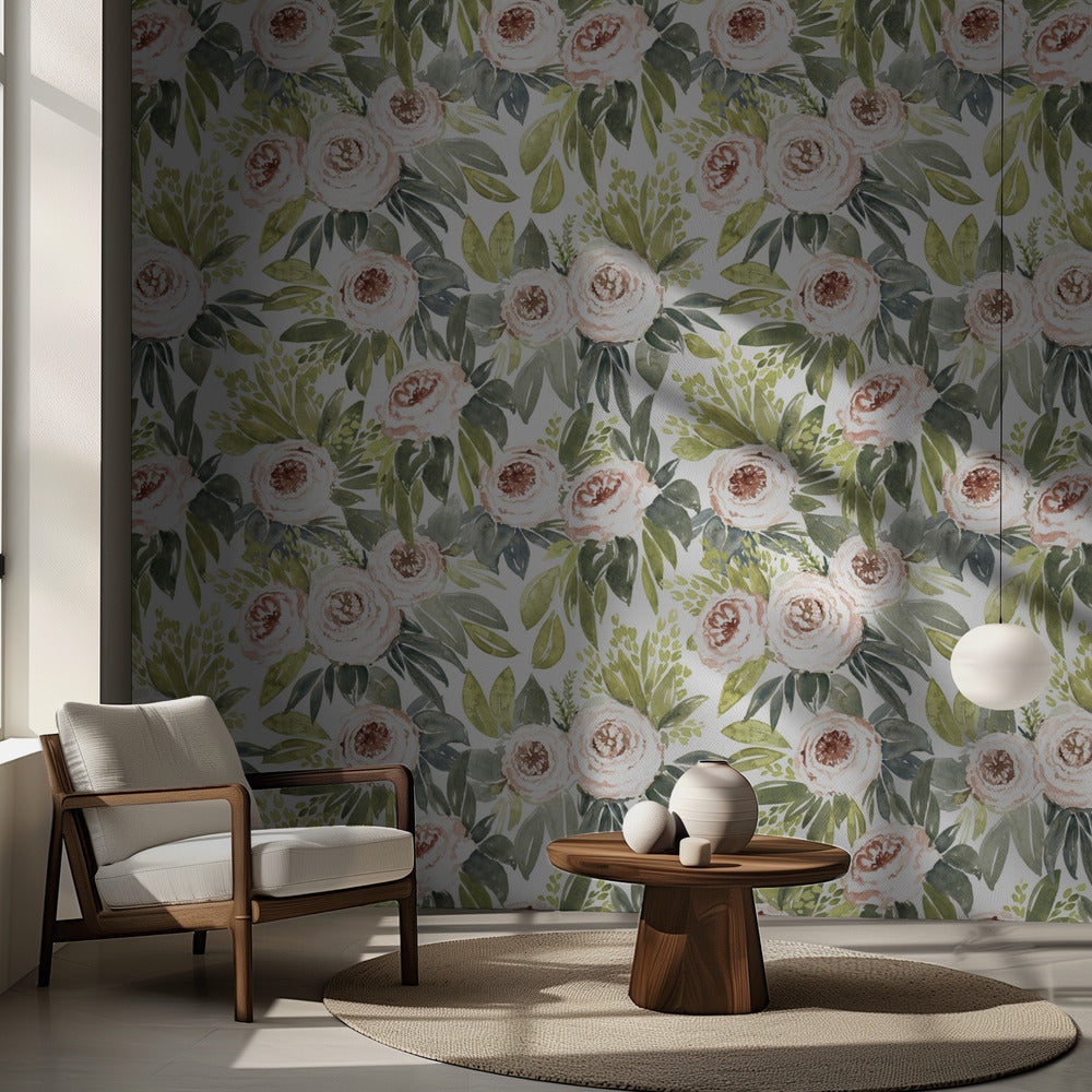 Patrón botánico de acuarela Ananada | Papel Pintado Fotográfico