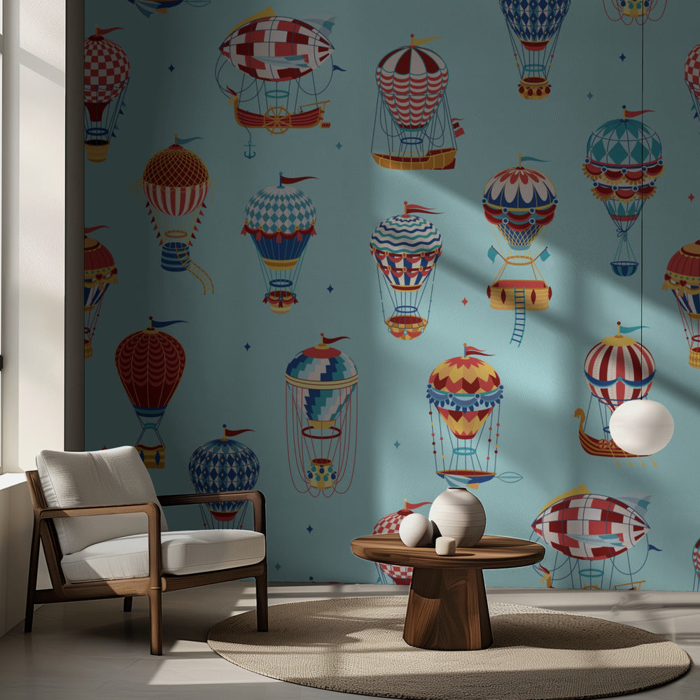 Up,Up and Away_Teal | Wallpaper