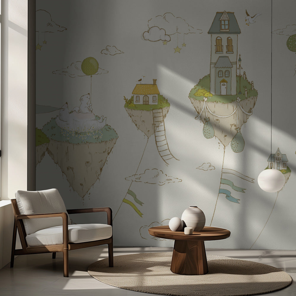Floating Islands_Cream | Wallpaper