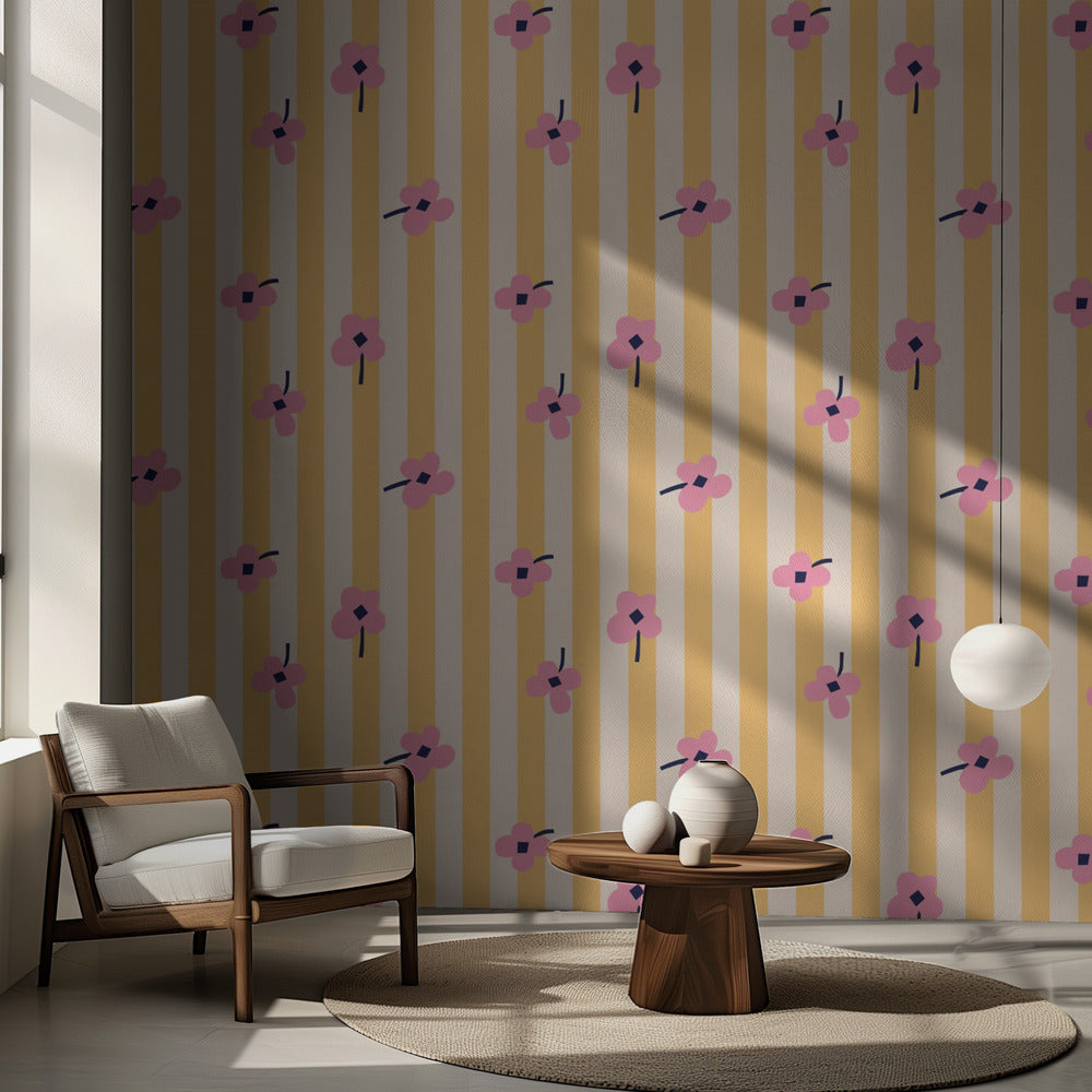 Flowers and Stripes | Wallpaper