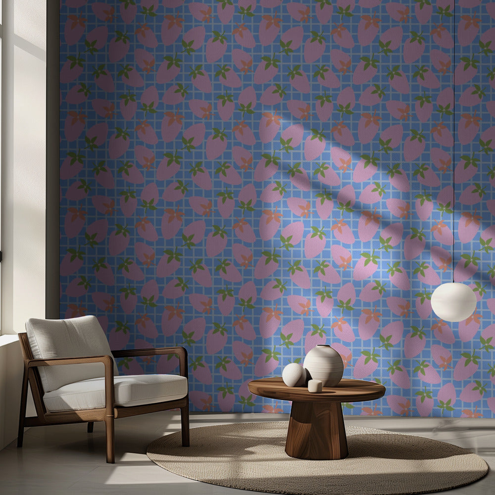 Fresas en la cuadrícula | Papel Pintado Fotográfico