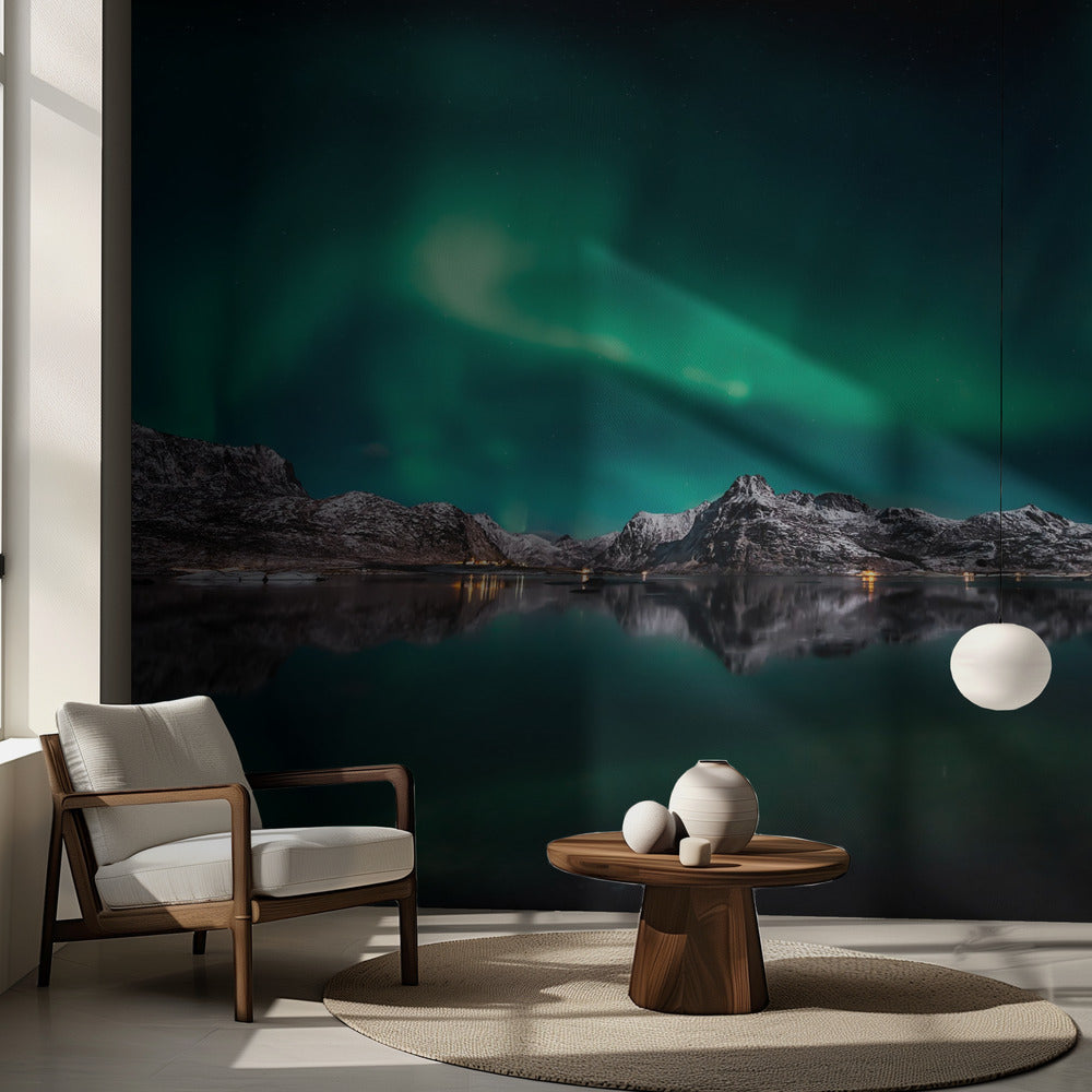 Lofoten Aurora Reflection | Wallpaper