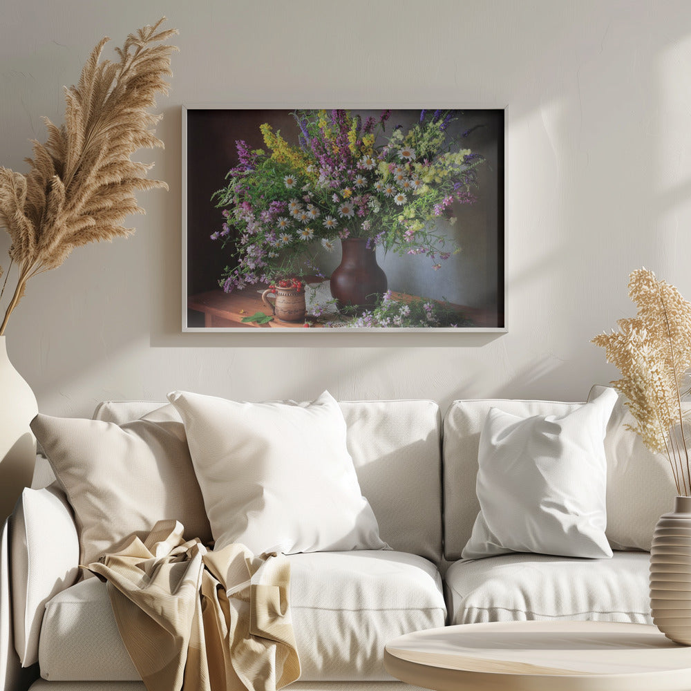 Still life with wildflowers and berries | Poster