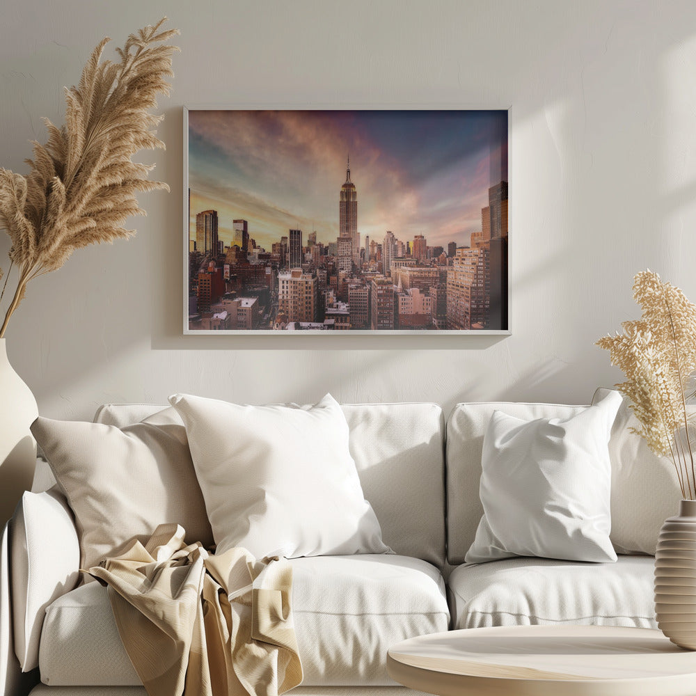 Keskikaupungin auringonlasku | Julisteet - Taidevedokset