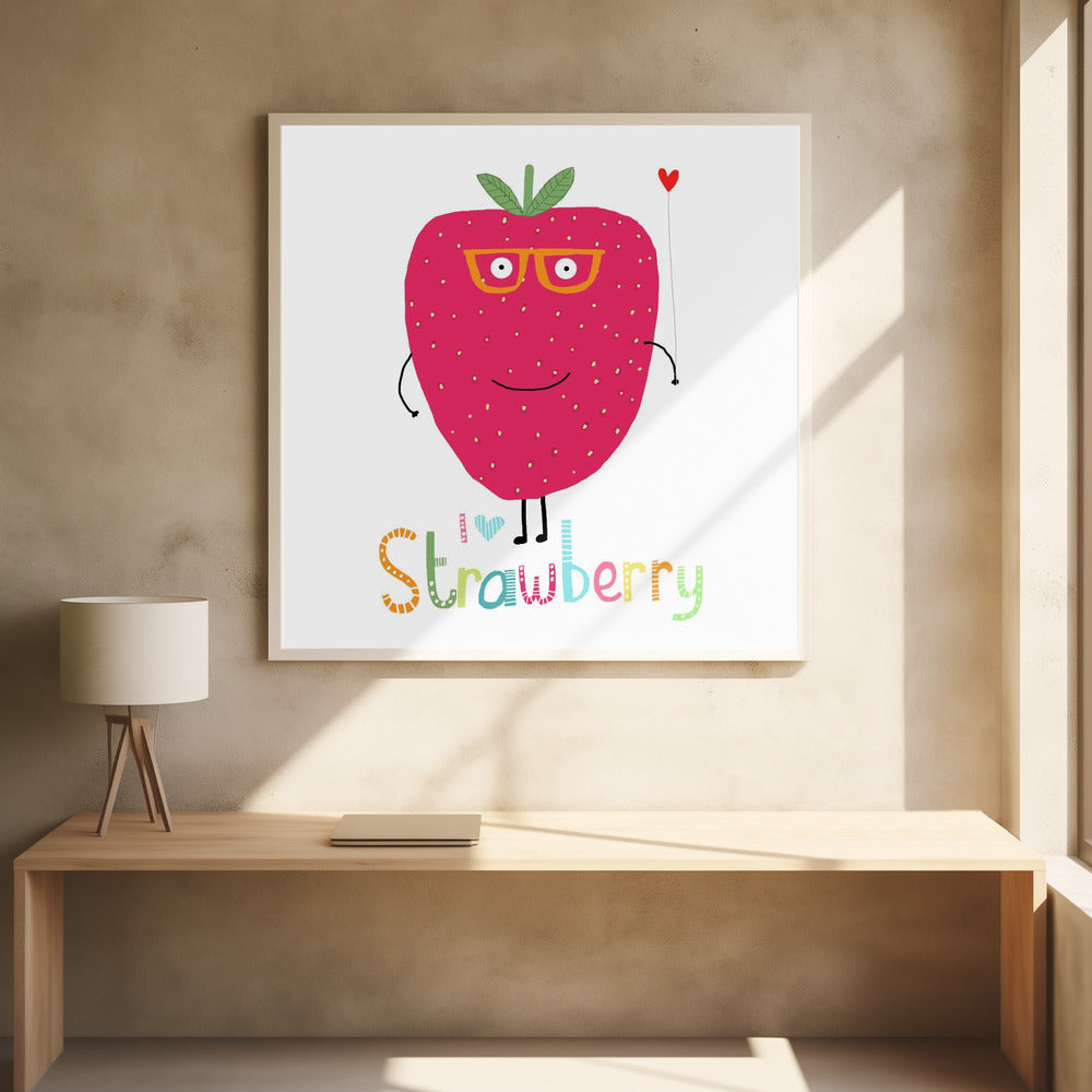Ich liebe Erdbeeren! Süße Erdbeere mit Herz | Poster
