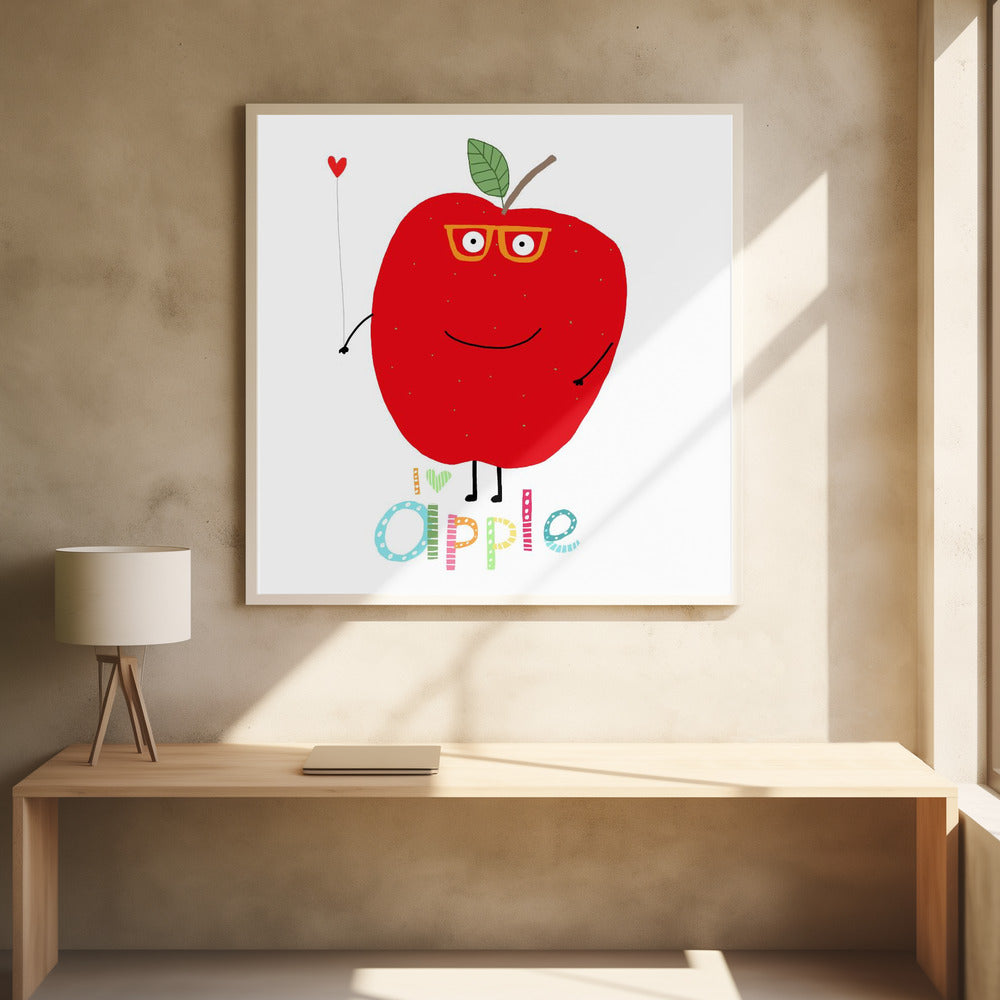 Ich liebe Apple! Glücklicher Apfel mit einem Liebesherz. | Poster