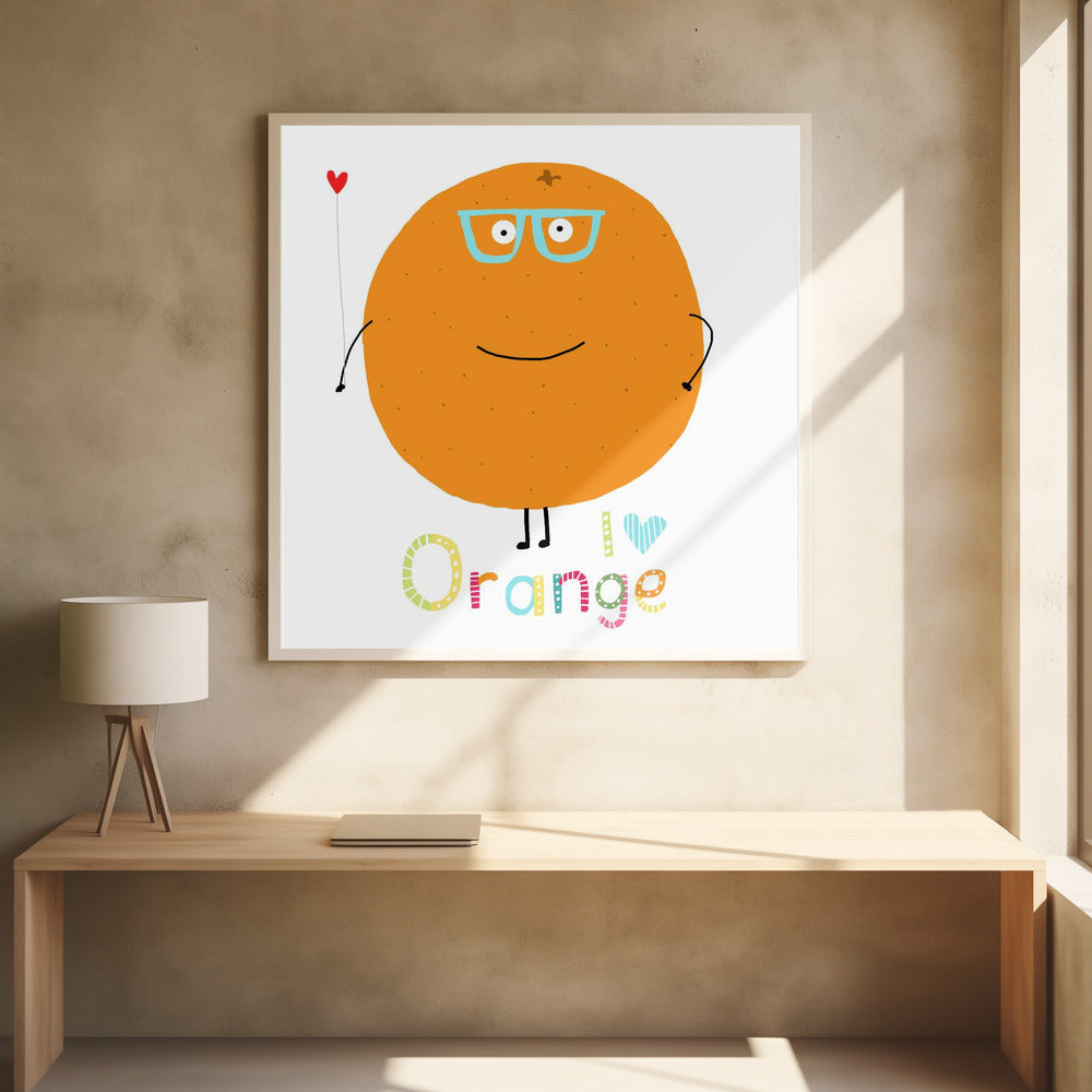 Ich liebe Orange! Süße Orange mit einem Herz. | Poster