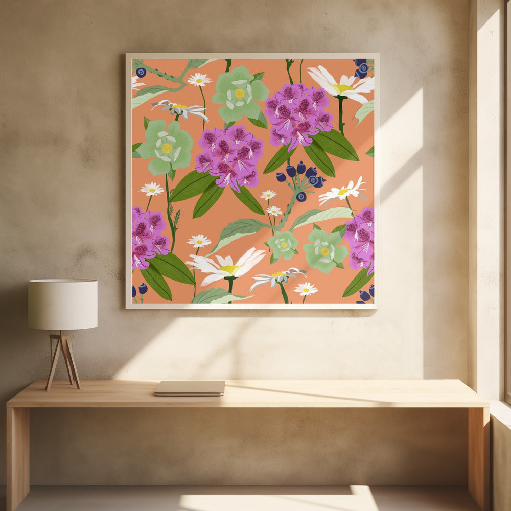 Rhododendrons and daisies | Poster