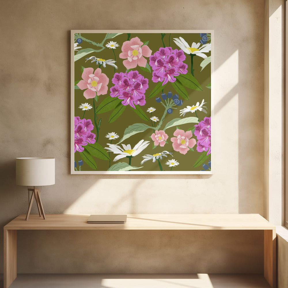 Rhododendrons and daisies | Poster