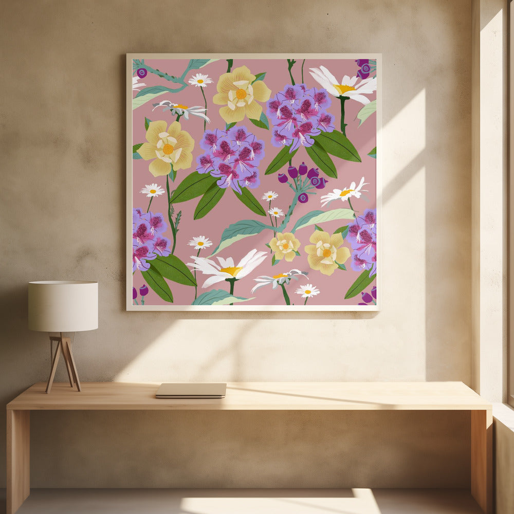 Rhododendrons and daisies | Poster