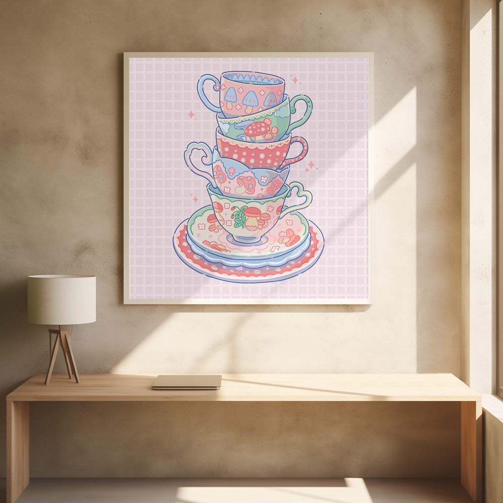 Teacup with Mushroom Patterns | Poster