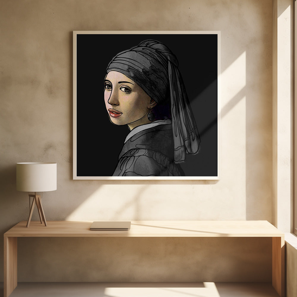 Das Mädchen mit dem Perlenohrring, die Doodled Edition | Poster