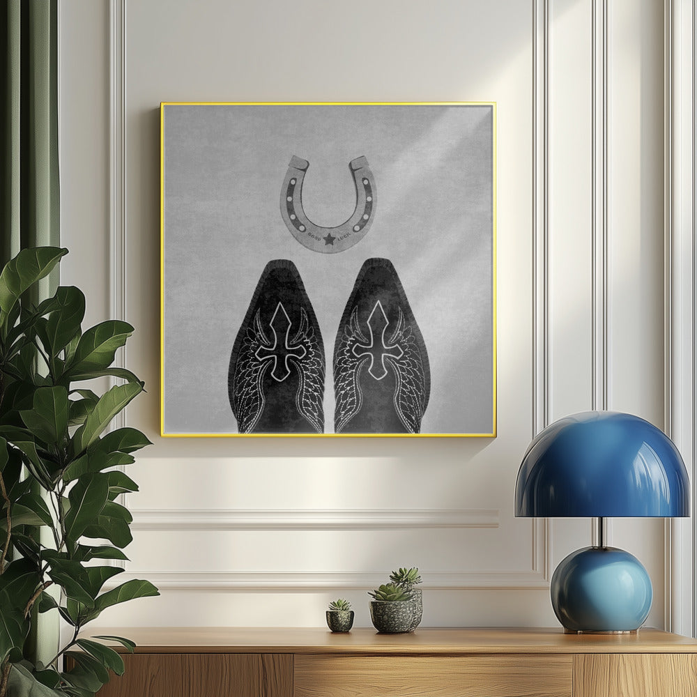 Bw Cowboystiefel und Hufeisen | Poster - Kunstdruck