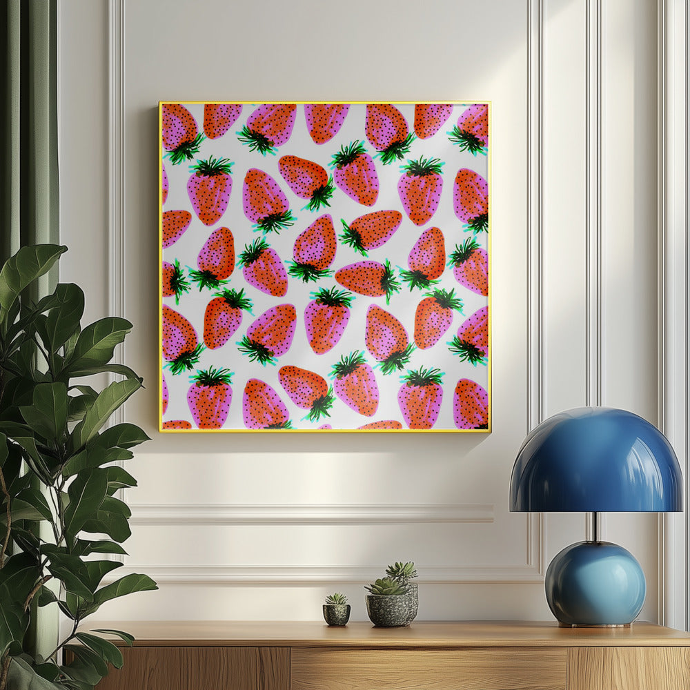 Lavendelrote Erdbeeren Früchte | Poster - Kunstdruck