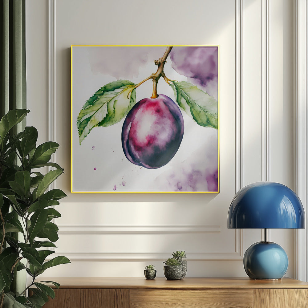 Pflaume, Aquarell, ink | Poster - Kunstdruck