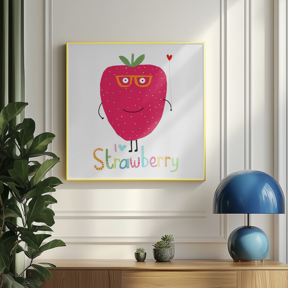 Ich liebe Erdbeeren! Süße Erdbeere mit Herz | Poster