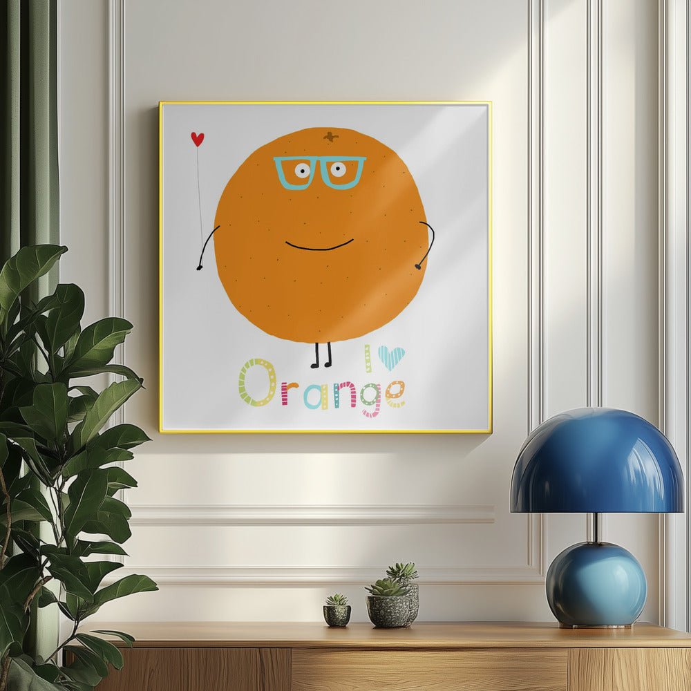 Ich liebe Orange! Süße Orange mit einem Herz. | Poster