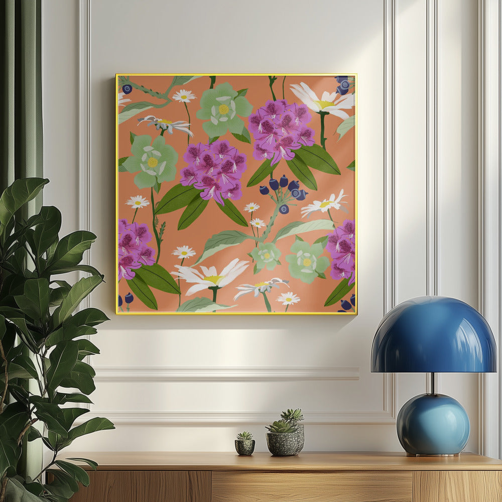Rhododendrons and daisies | Poster