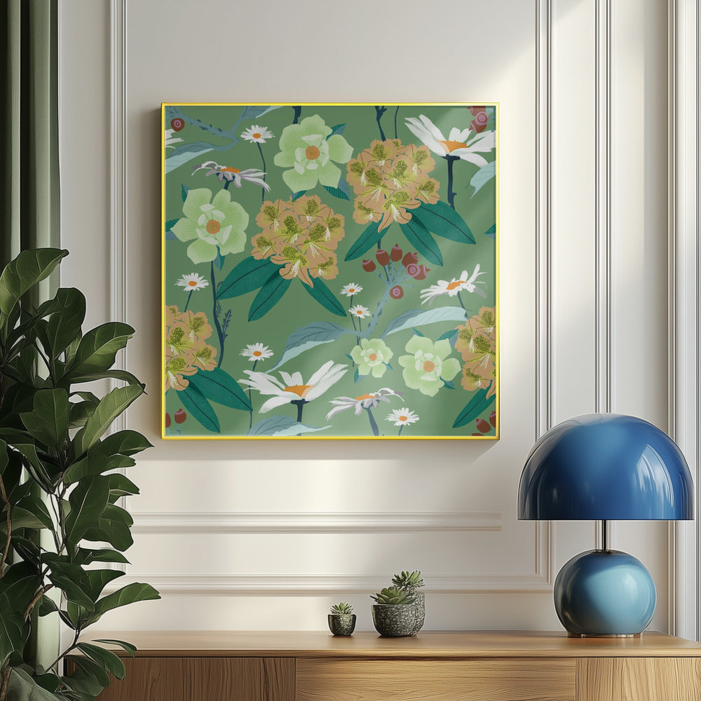 Rhododendrons and daisies | Poster