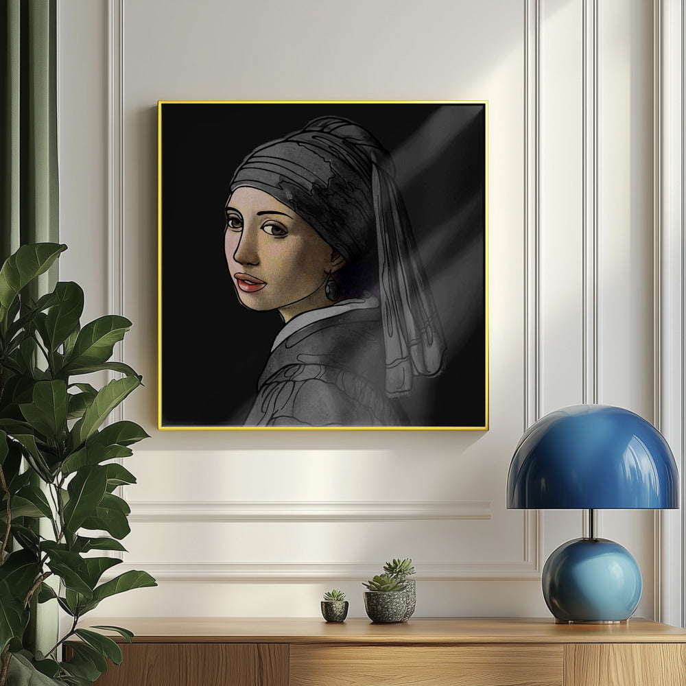 Das Mädchen mit dem Perlenohrring, die Doodled Edition | Poster