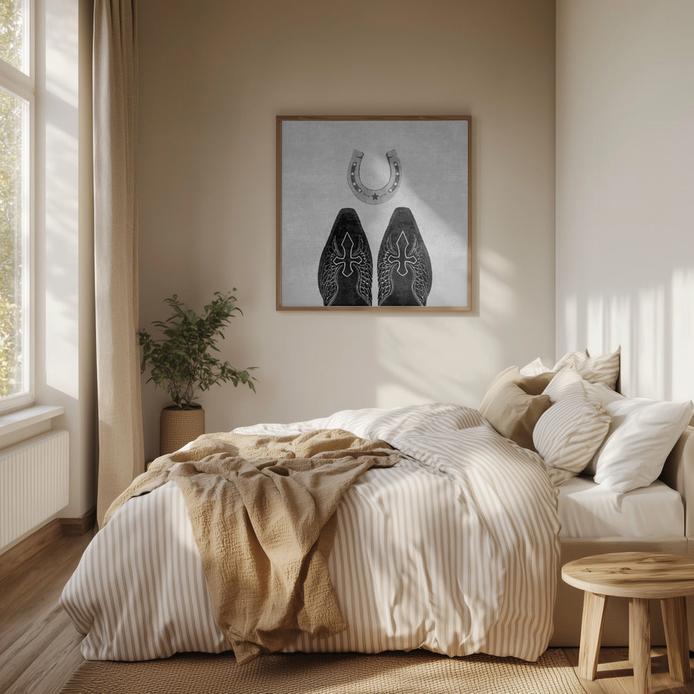 Bw Cowboystiefel und Hufeisen | Poster - Kunstdruck