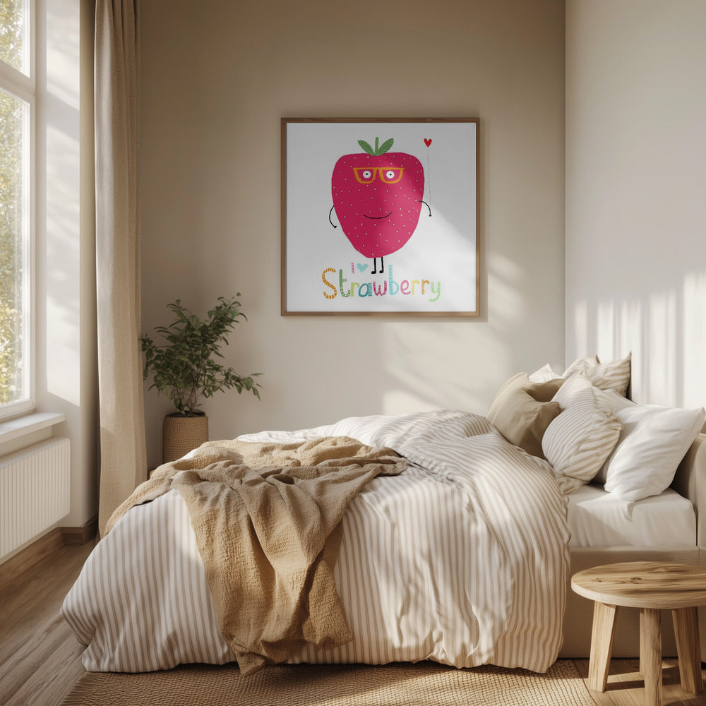 Ich liebe Erdbeeren! Süße Erdbeere mit Herz | Poster