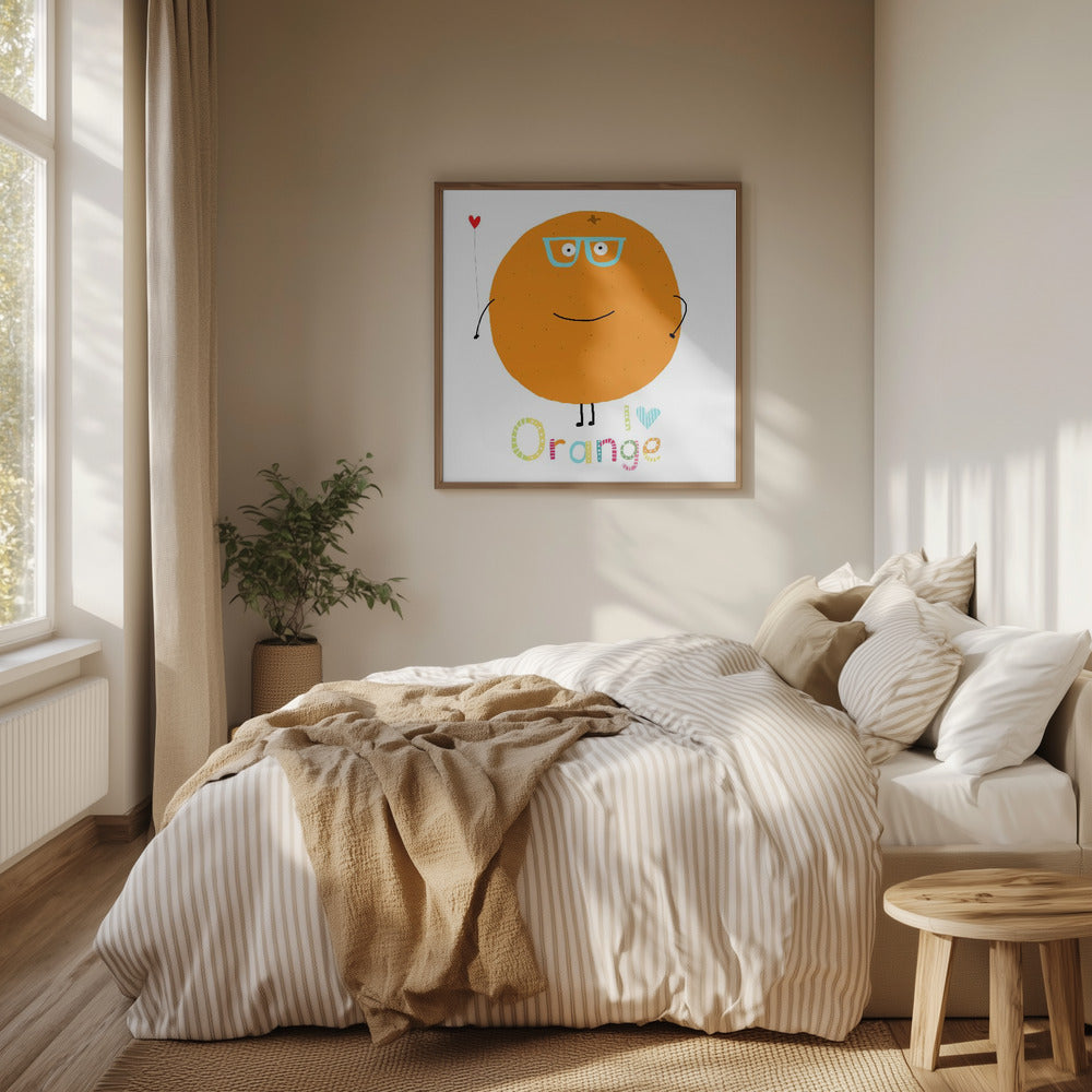 Ich liebe Orange! Süße Orange mit einem Herz. | Poster