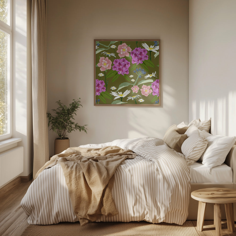Rhododendrons and daisies | Poster