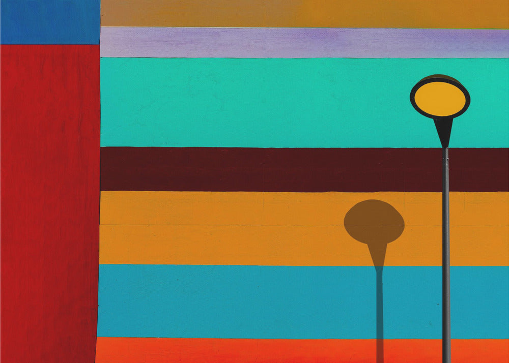 Lampa i pasiasta ściana | Fototapeta