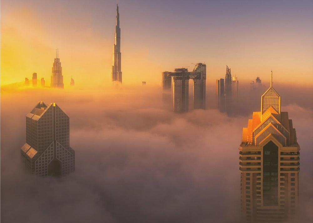 Sumuinen auringonnousu Dubaissa kaupungissa A738873 | Canvastaulut