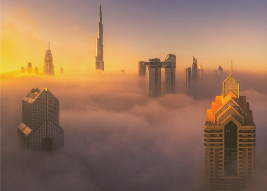 Sumuinen auringonnousu Dubaissa kaupungissa A738873 | Canvastaulut