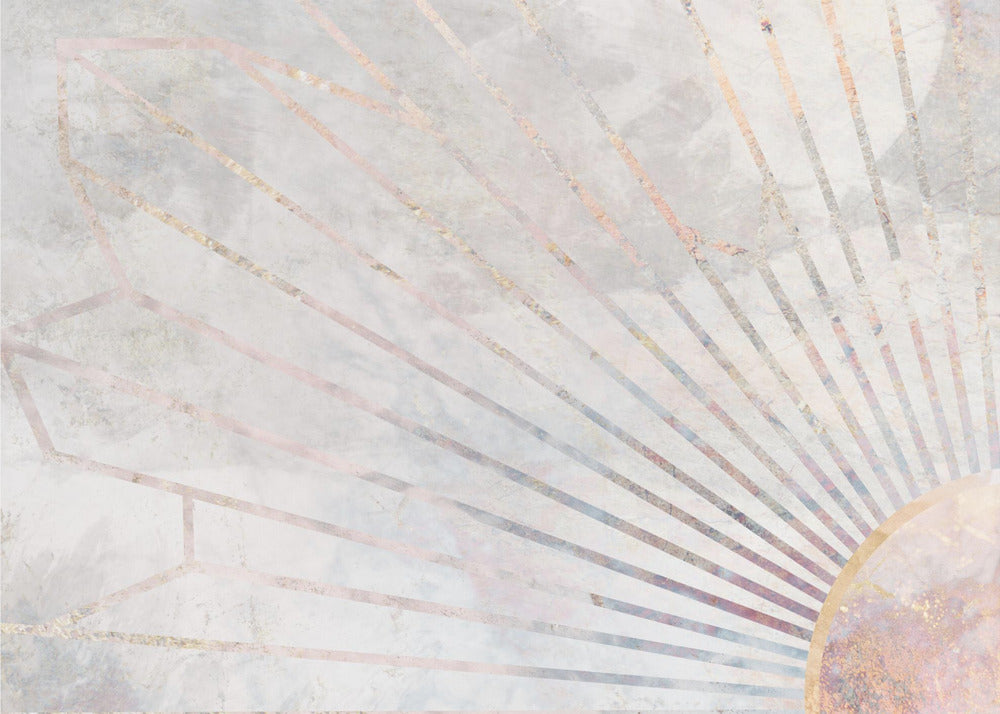 Kultaiset geometriset auringonsäteet betoniseinämaalauksessa | Valokuvatapetit