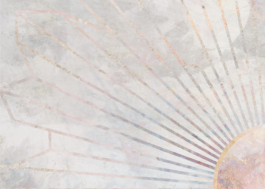 Złote geometryczne promienie słoneczne, mural na betonie | Fototapeta