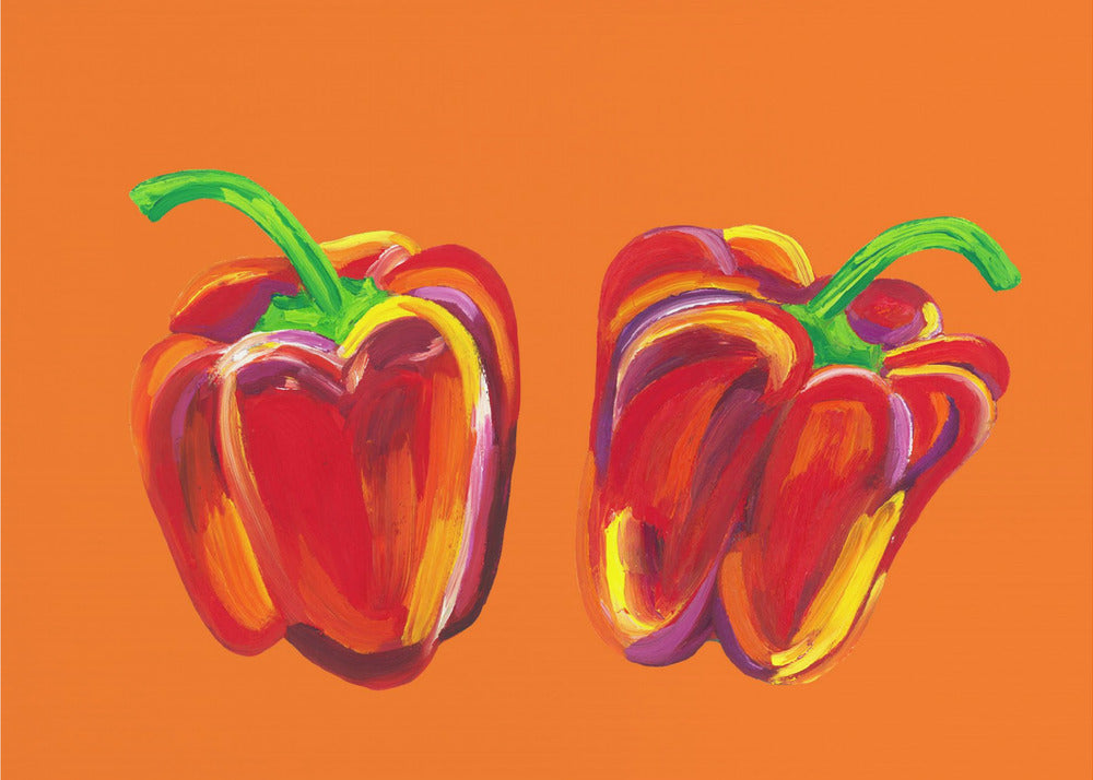 Peppers On Orange | Poster
