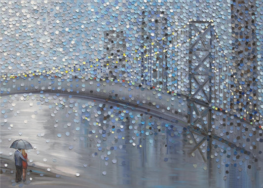 Deszczowa randka z widokiem na most | Wydruki na łótnie