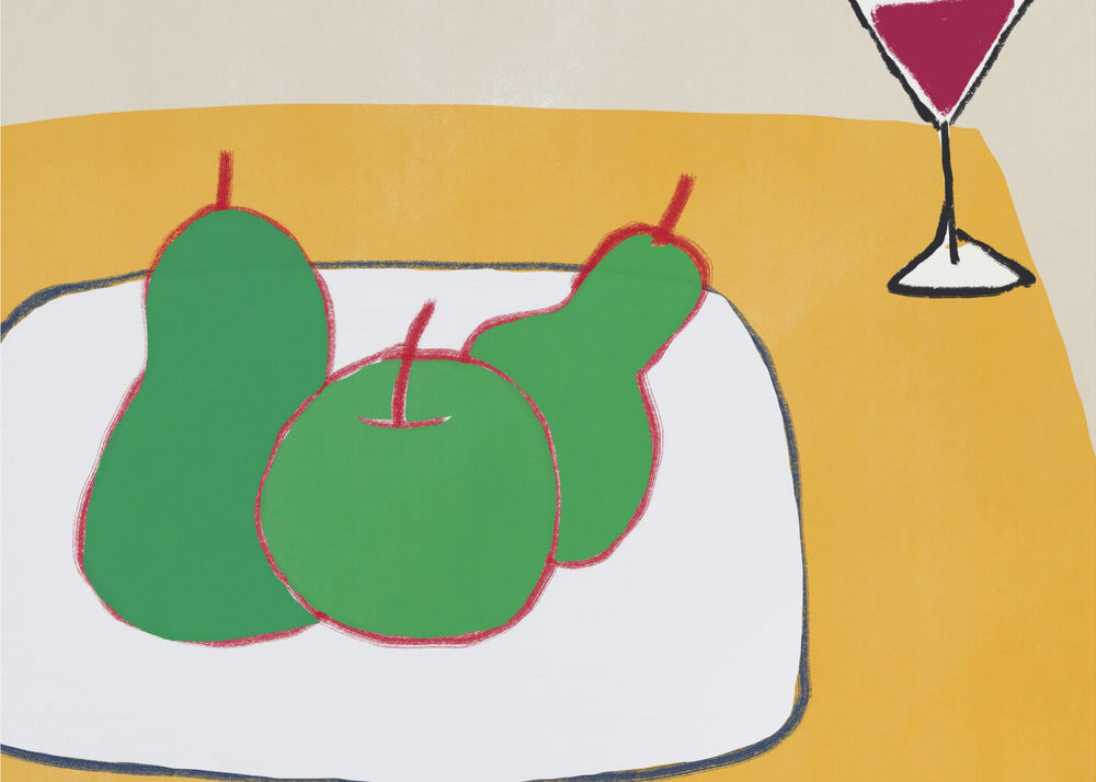 Grüne Birnen auf dem Tisch | Poster